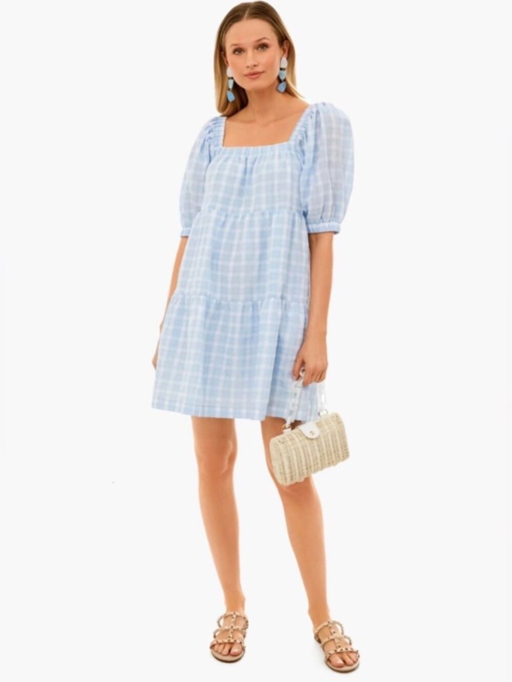 Tuckernuck Hyacinth House Light Blue Gingham Gretta Dress NWT Sz L